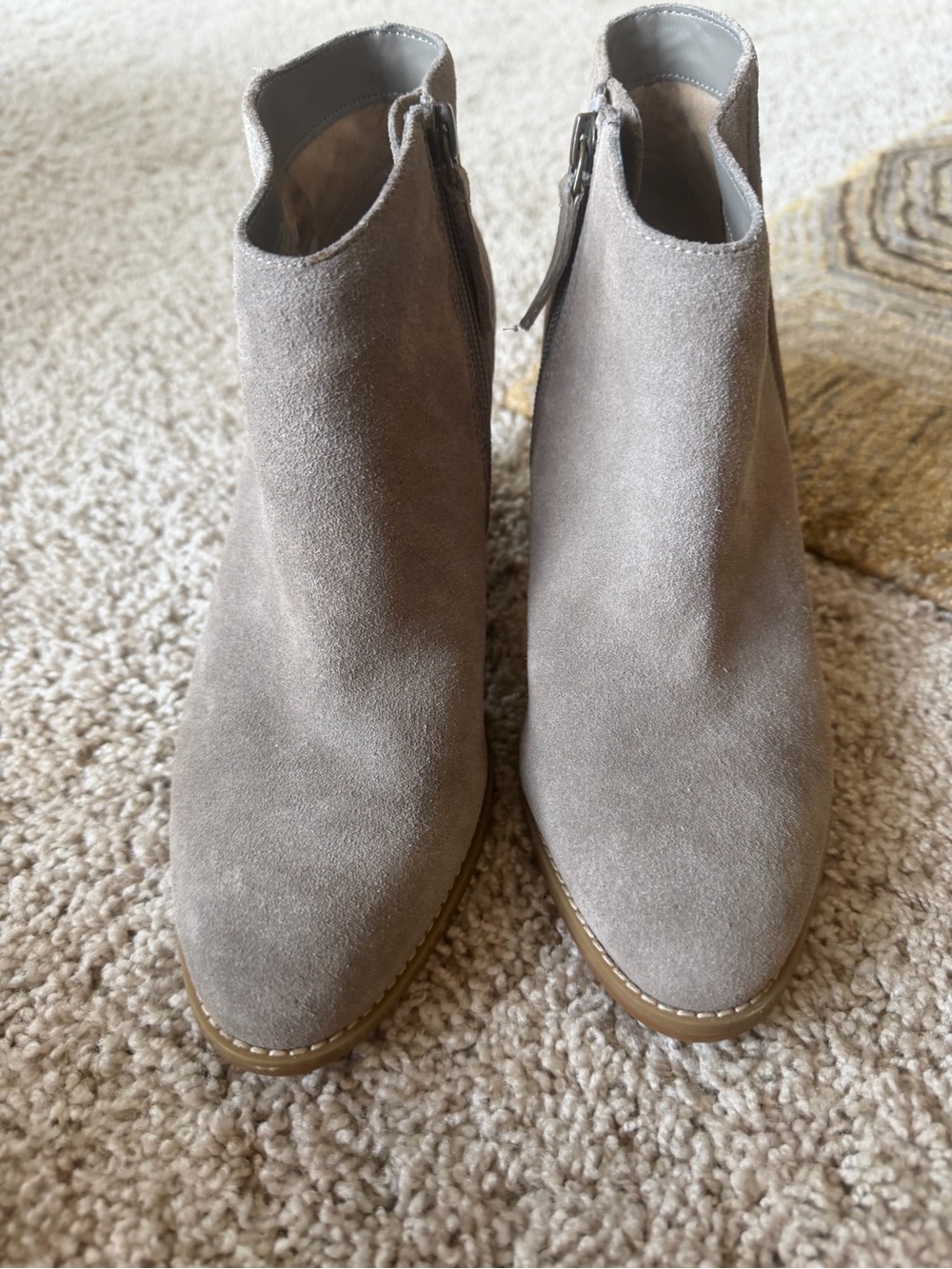 Women's Taupe Suede Ankle Boots – Stylish Zip-Up Booties